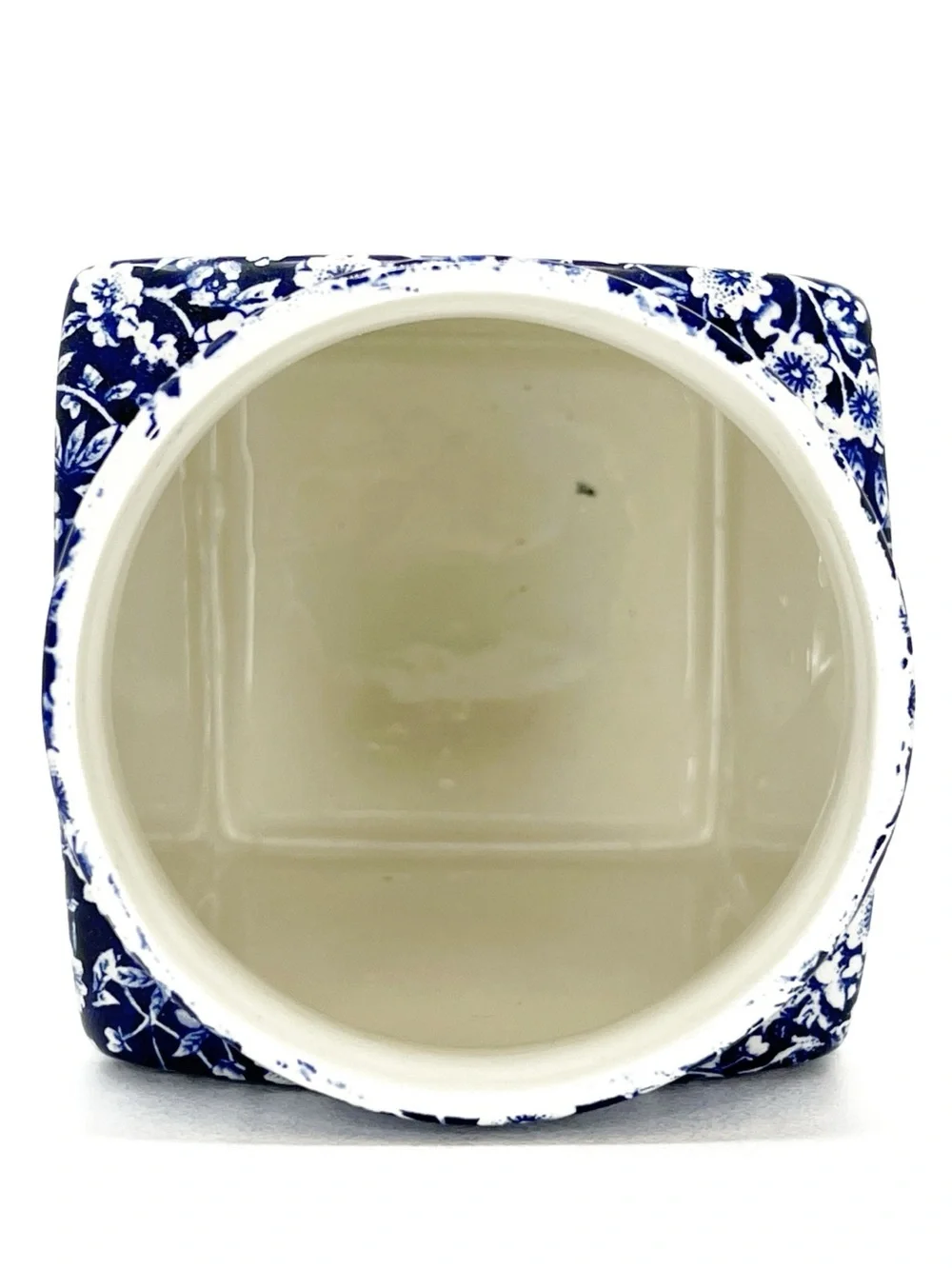 Vintage Royal Crownford Calico Blue & White Lidded Canister Floral Ironstone Jar
